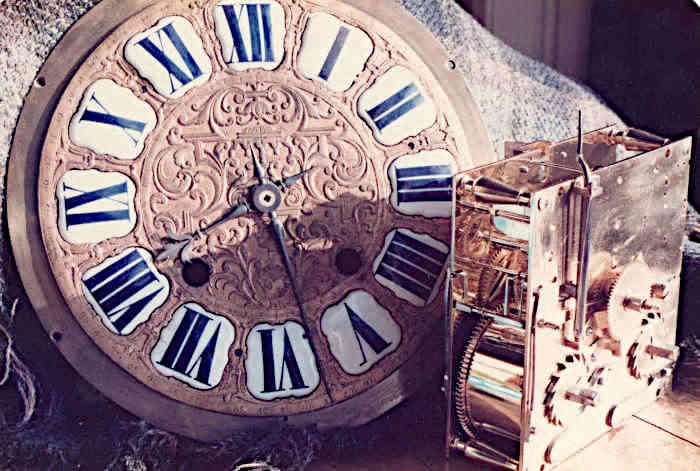 a serviced French clock movement